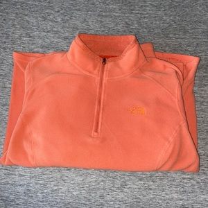 Orange North Face 1/4 zip-up fleece